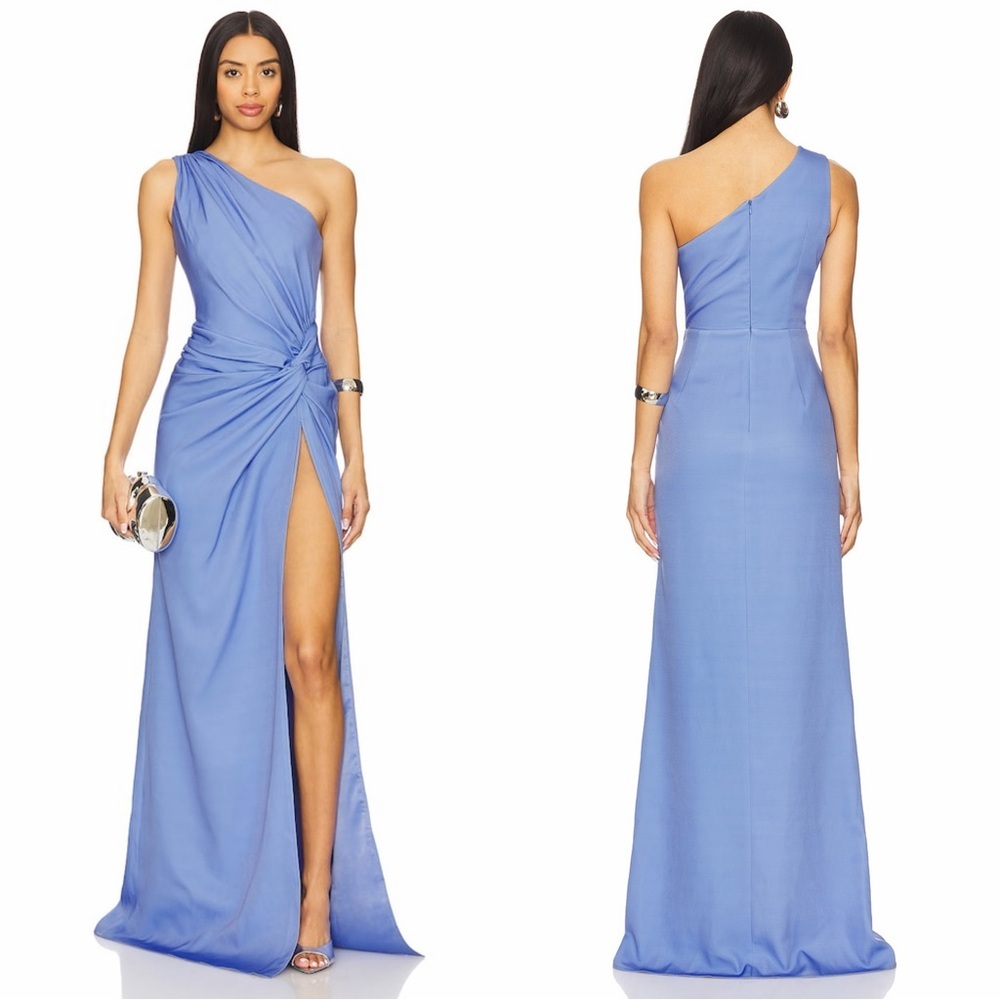 Sau Lee Helene Crepe Dress In Blue Lavender